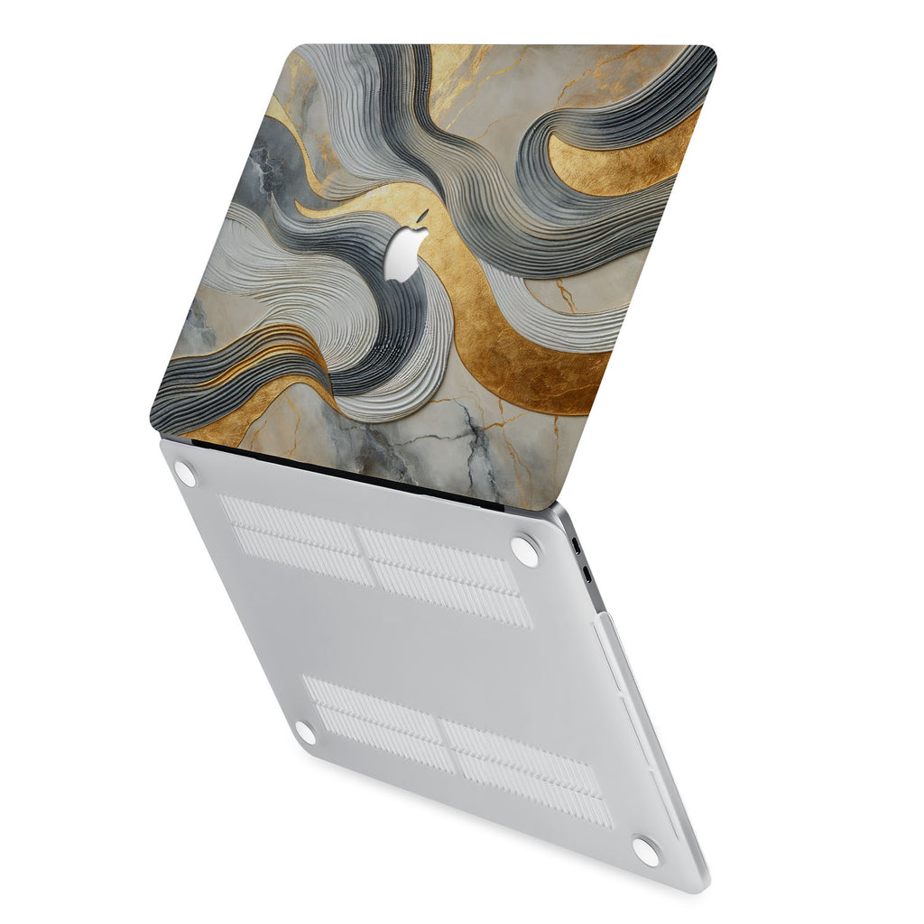 hardshell case with Marble design has rubberized feet that keeps your MacBook from sliding on smooth surfaces