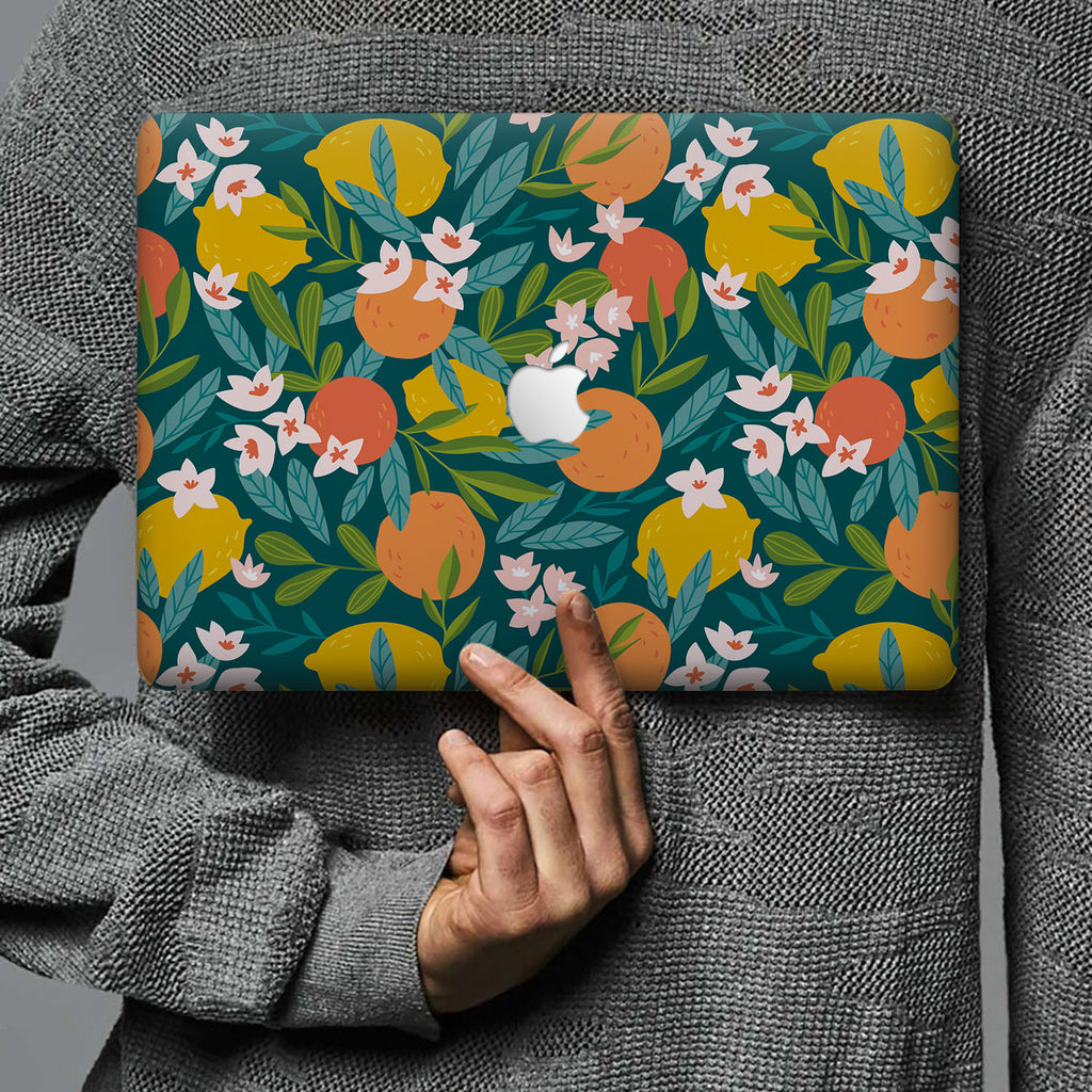 Form-fitting hardshell with Fruits design keeps scuffs and scratches at bay