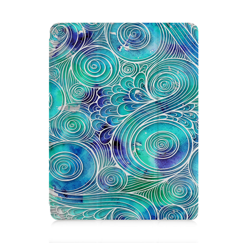 front and back view of personalized iPad case with pencil holder and 05 design