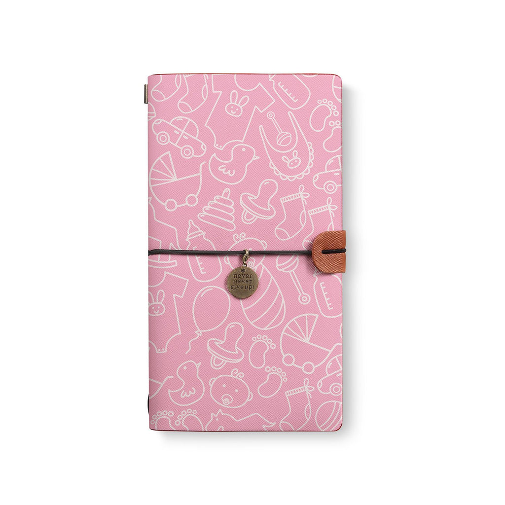 the front top view of midori style traveler's notebook with 6 design
