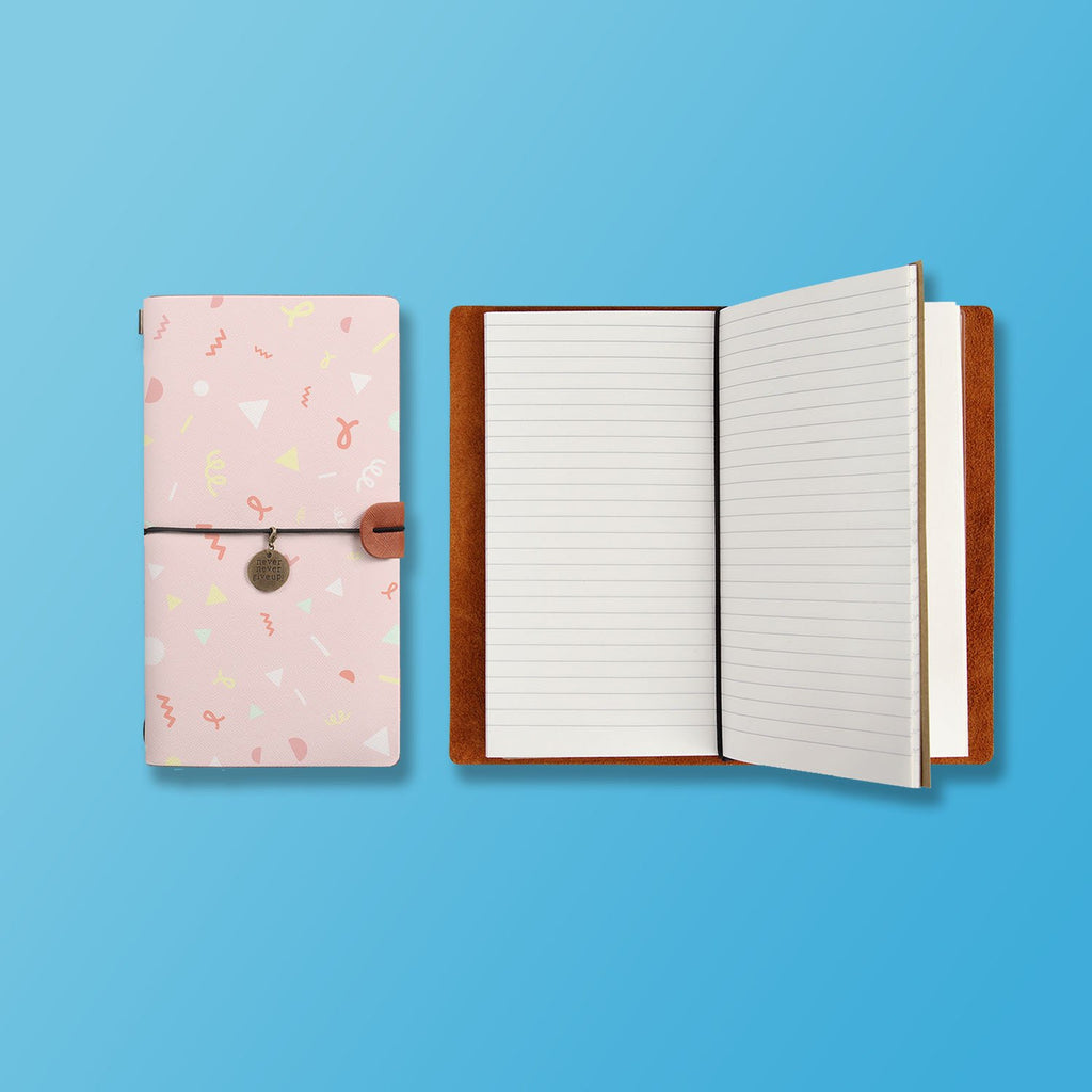 the front top view of midori style traveler's notebook with Baby design