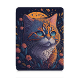 front view of personalized iPad case with pencil holder and Cute Cat design