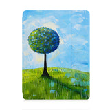 front view of personalized iPad case with pencil holder and Tree Painting design