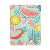 front view of personalized iPad case with pencil holder and Tropical Fruits design