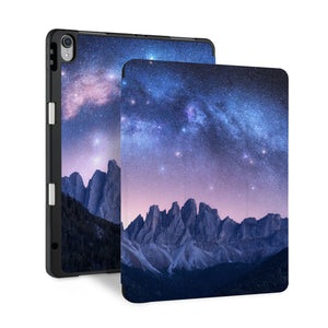 front and back view of personalized iPad case with pencil holder and Nature Wonder design