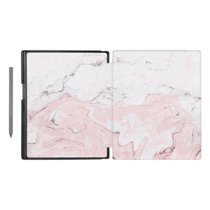 Vista Case reMarkable Folio case with Pink Marble Design has an integrated holder for pen marker  so you never have to leave your extra tech behind. - swap