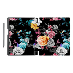 Vista Case reMarkable Folio case with Black Flower Design has an integrated holder for pen marker  so you never have to leave your extra tech behind. - swap