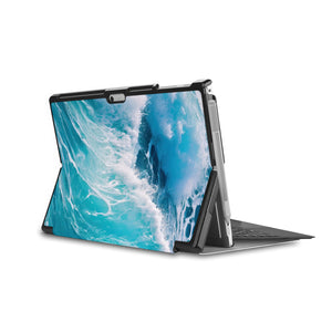 the back side of Personalized Microsoft Surface Pro and Go Case in Movie Stand View with Sea Waves design - swap