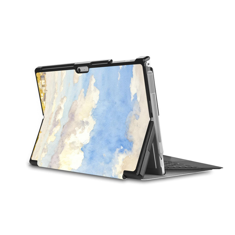 the back side of Personalized Microsoft Surface Pro and Go Case in Movie Stand View with France Famous Attractions design - swap