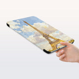 a hand is holding the Personalized Samsung Galaxy Tab Case with France Famous Attractions design