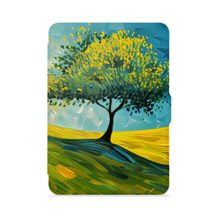 front view of personalized kindle paperwhite case with Tree Painting design - swap