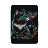 front view of personalized kindle paperwhite case with Cute Cat design