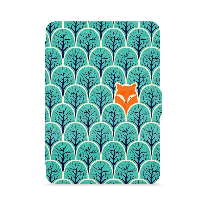 front view of personalized kindle paperwhite case with with Fox Fun design - swap