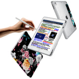 Vista Case iPad Premium Case with Black Flower Design has trifold folio style designed for best tablet protection with the Magnetic flap to keep the folio closed.