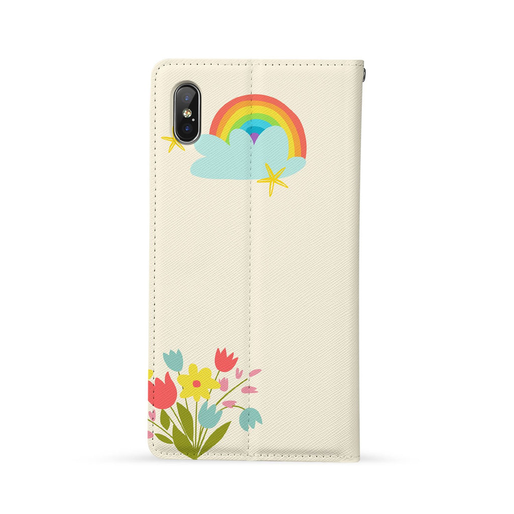 Back Side of Personalized Huawei Wallet Case with Cute Forest Friends design - swap