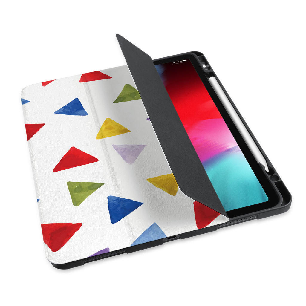 personalized iPad case with pencil holder and Geometry Pattern design - swap