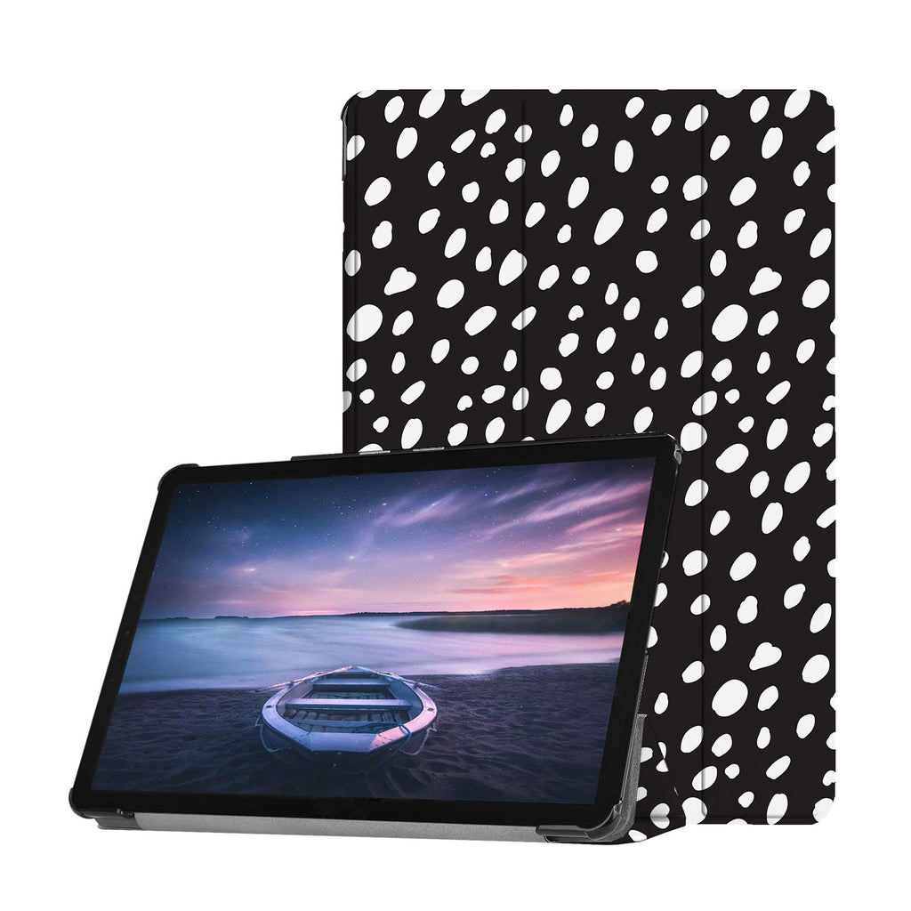Personalized Samsung Galaxy Tab Case with Polka Dot design provides screen protection during transit