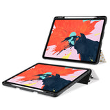 movie and keyboard stand view of personalized iPad case with pencil holder and Marble Flower design - swap