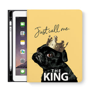 frontview of personalized iPad folio case with Dog Fun design