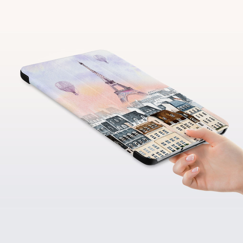 a hand is holding the Personalized Samsung Galaxy Tab Case with Travel design