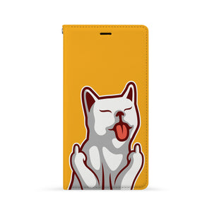 Front Side of Personalized iPhone Wallet Case with Cat Fun design
