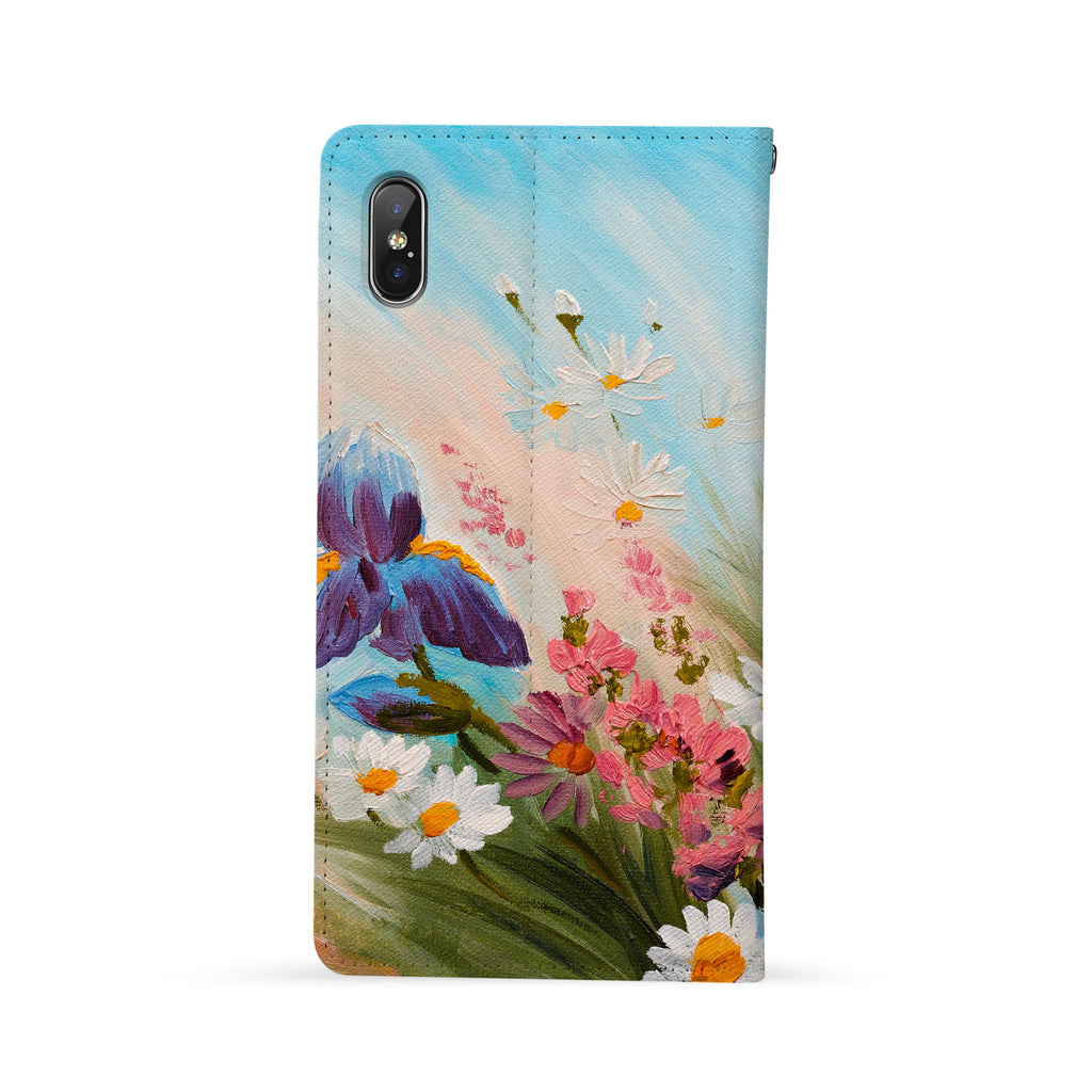 Back Side of Personalized iPhone Wallet Case with Oil Painting Flower design - swap