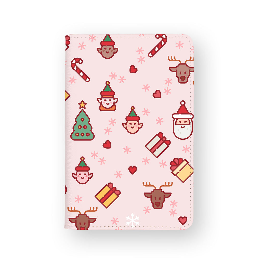 front view of personalized RFID blocking passport travel wallet with Christmas 2 design