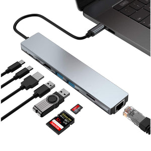 Type-C RJ45 USB 3.0 Hub with 4K HDMI and Card Reader