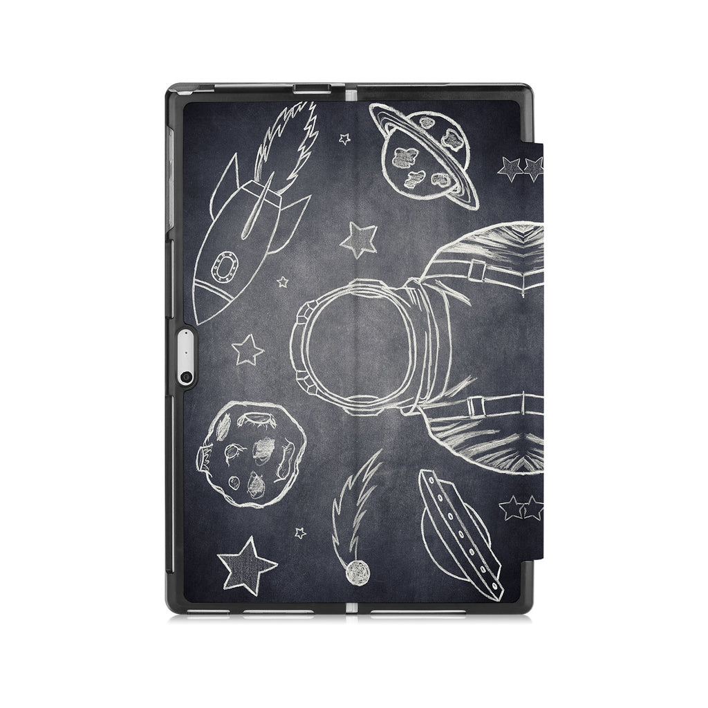 the back side of Personalized Microsoft Surface Pro and Go Case with Astronaut Space design