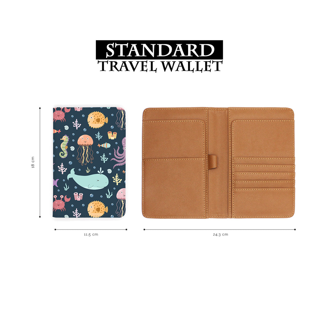 standard size of personalized RFID blocking passport travel wallet with Sealife design