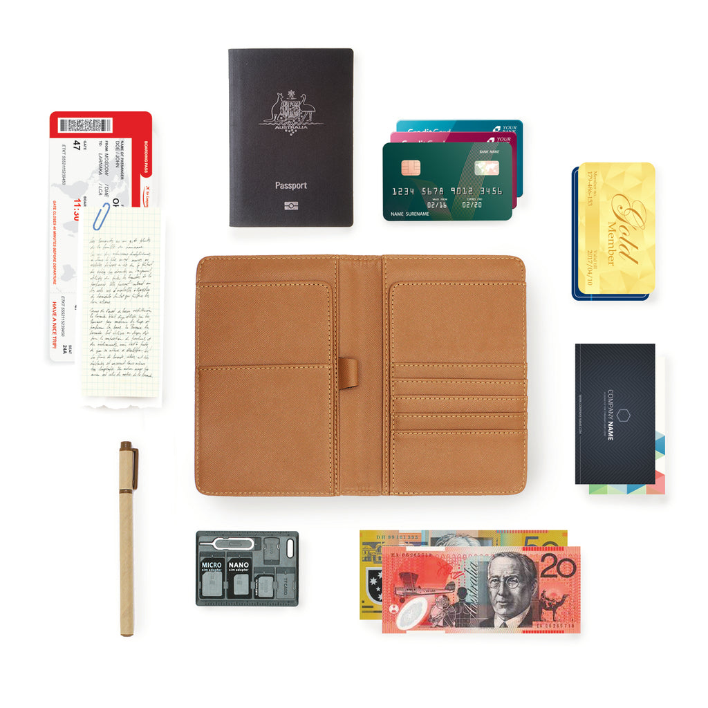 personalized RFID blocking passport travel wallet with Geometry Pattern design with all accessories