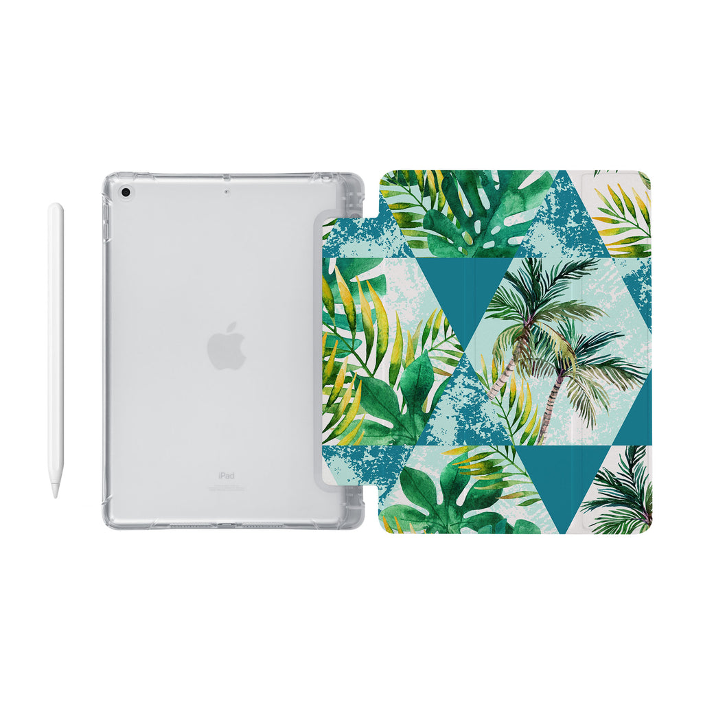iPad SeeThru Casd with Tropical Leaves Design Fully compatible with the Apple Pencil