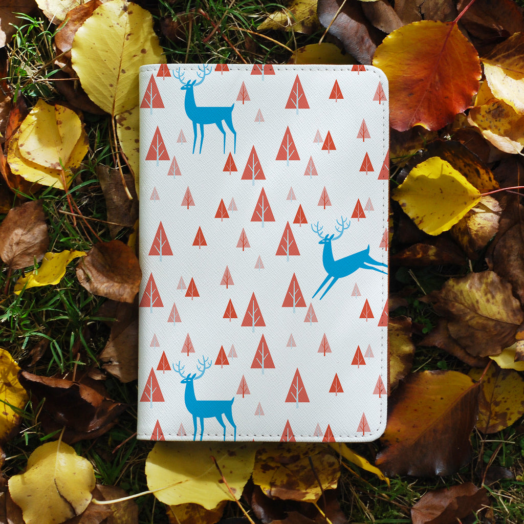 personalized RFID blocking passport travel wallet with Fox And Deer design on maple leafs