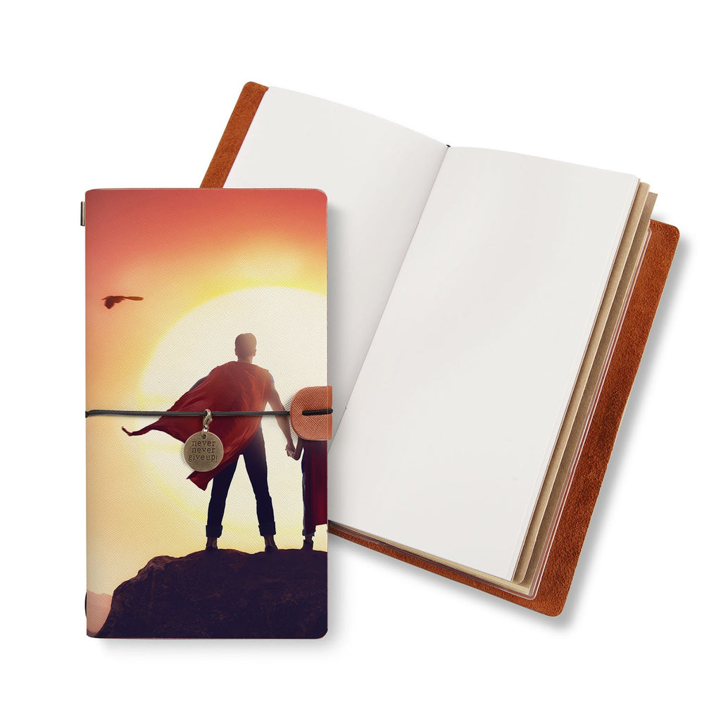 opened midori style traveler's notebook with Father Day design