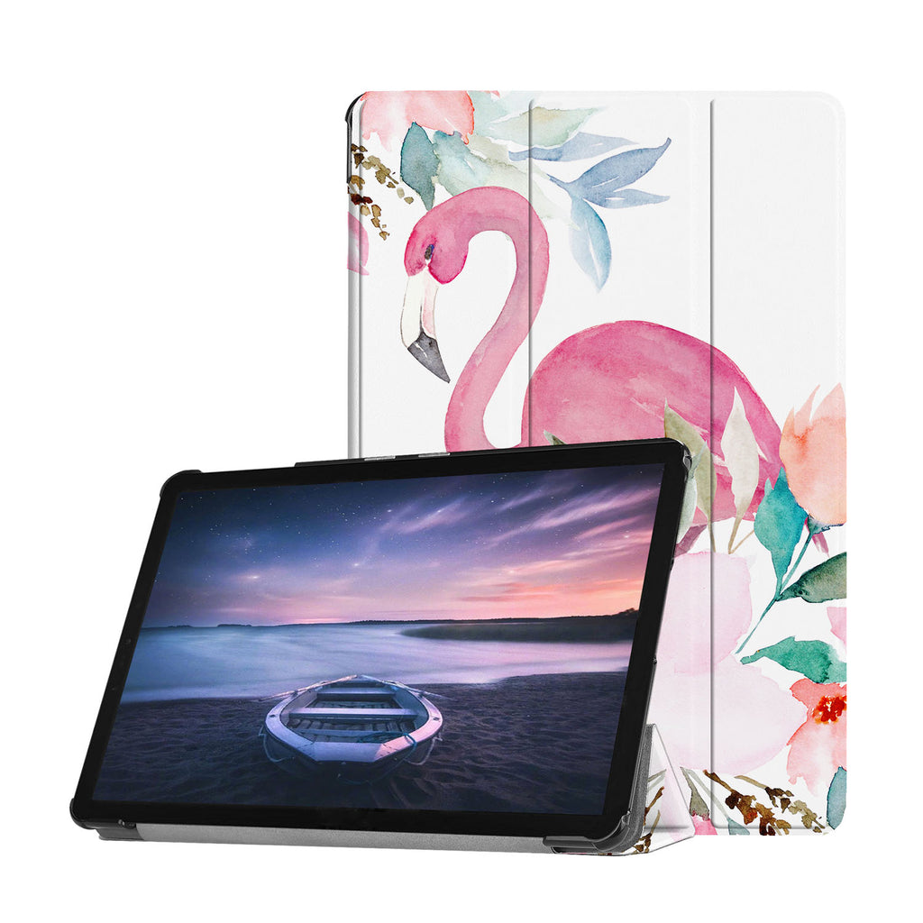 Personalized Samsung Galaxy Tab Case with Flamingo design provides screen protection during transit