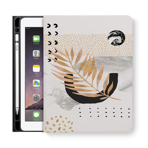 frontview of personalized iPad folio case with Marble Flower design