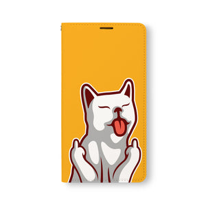 Front Side of Personalized Samsung Galaxy Wallet Case with Cat Fun design