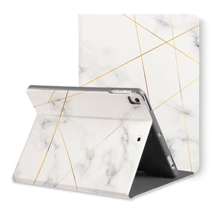 The back view of personalized iPad folio case with Marble 2020 design - swap