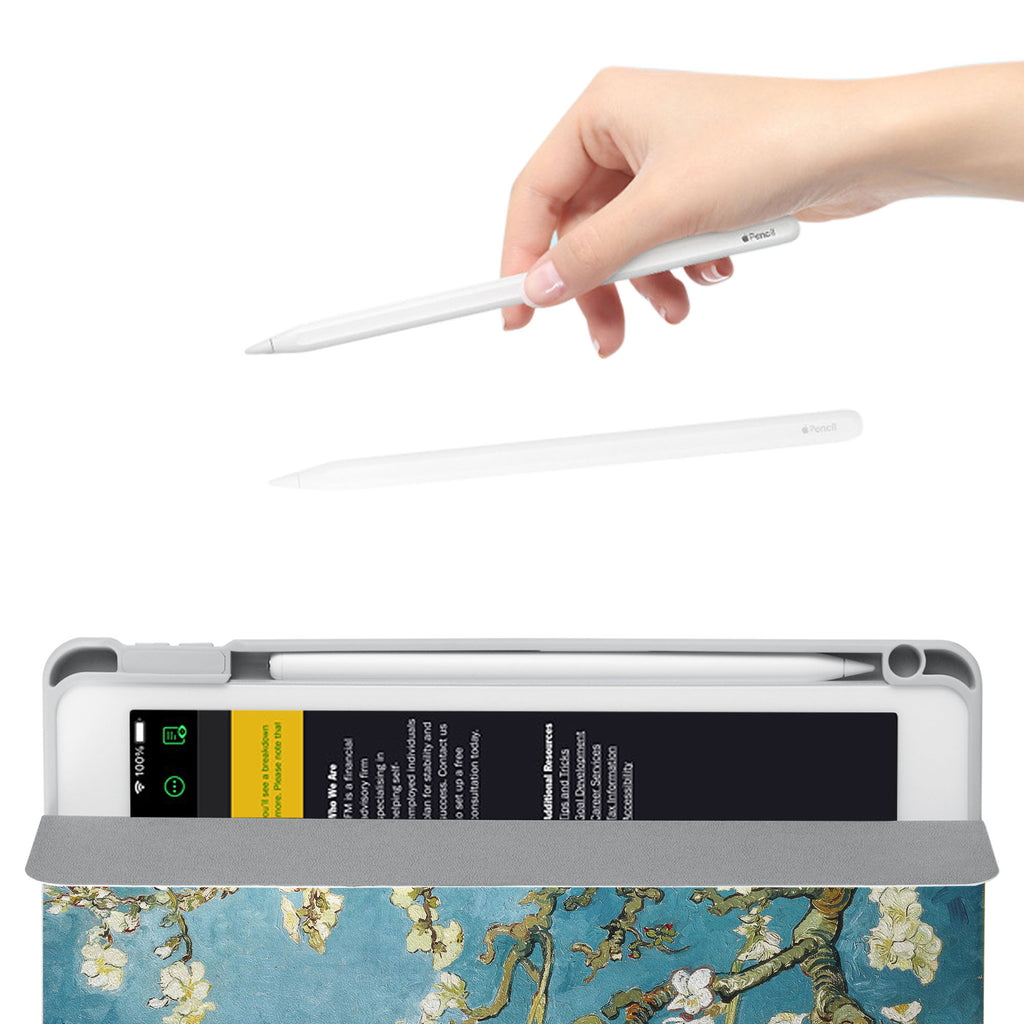 Vista Case iPad Premium Case with Oil Painting Design has an integrated holder for Apple Pencil so you never have to leave your extra tech behind. - swap
