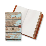 opened midori style traveler's notebook with Wood design