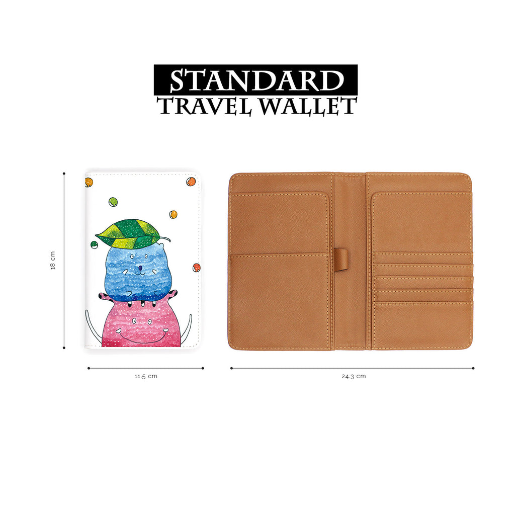 standard size of personalized RFID blocking passport travel wallet with Cute Monster Enjoyillustration design