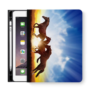 frontview of personalized iPad folio case with Horse design