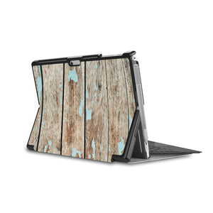 the back side of Personalized Microsoft Surface Pro and Go Case in Movie Stand View with Wood design - swap