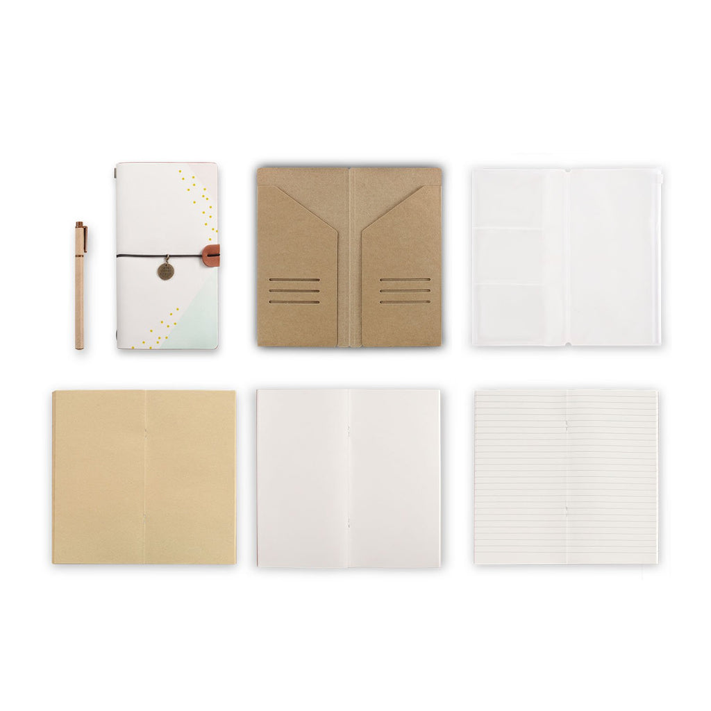 midori style traveler's notebook with Simple Scandi Luxe design, refills and accessories