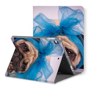 The back view of personalized iPad folio case with Dog design - swap