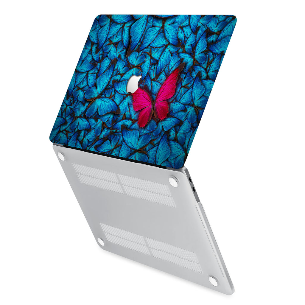 hardshell case with Butterfly design has rubberized feet that keeps your MacBook from sliding on smooth surfaces