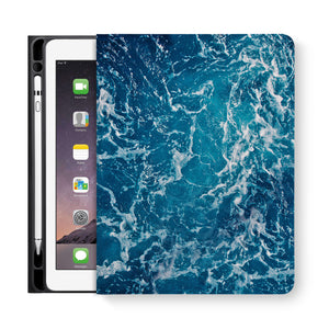 frontview of personalized iPad folio case with Ocean design