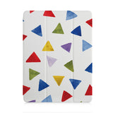 front and back view of personalized iPad case with pencil holder and Geometry Pattern design