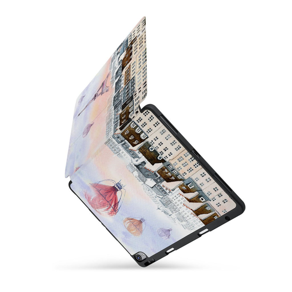 personalized iPad case with pencil holder and Travel design