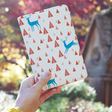 a girl holding personalized RFID blocking passport travel wallet with Fox And Deer design